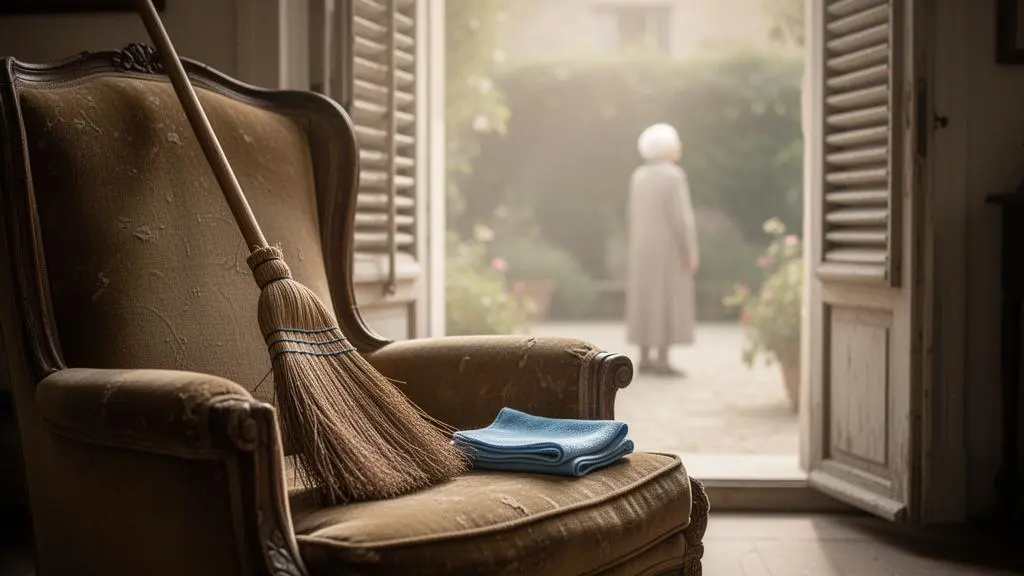 Intérieur lumineux d'un appartement français où un senior profite de temps libre près d'une fenêtre ouverte sur un jardin, symbole d'énergie retrouvée grâce à l'aide ménagère